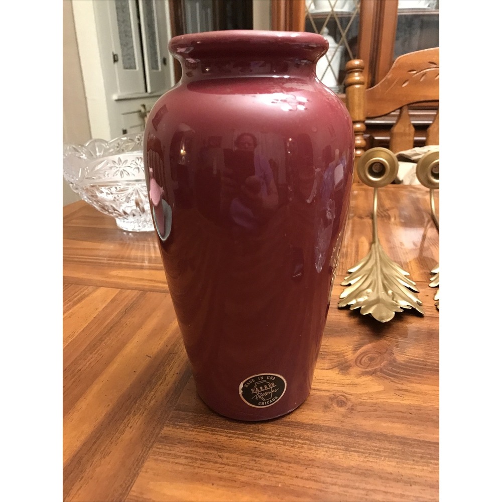 harris pottery chicago burgundy 9.5 inch‎ Vase